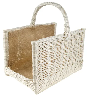 Obrázek produktu pro Creative Home Velký krbový koš Bílý koš na dřevo s jutou 45 x 30 x 47 cm
