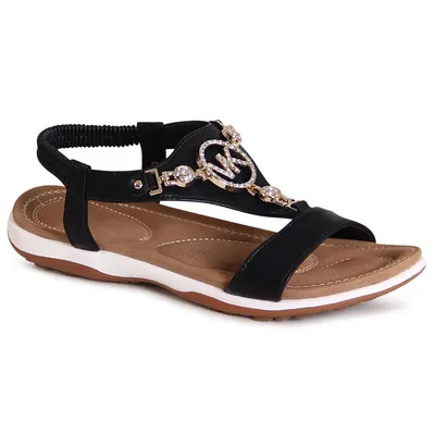 Produktbild von topschuhe24 3157 Damen Riemchen Sandalen Glitzer, Farbe:Schwarz, Größe:41 EU