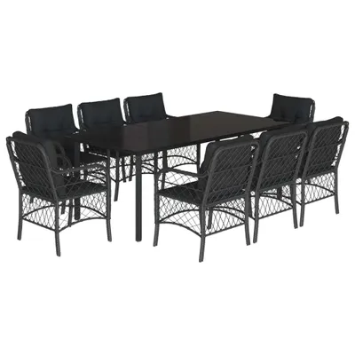 Imagen del producto de vidaXL Juego de comedor de jardín de 9 piezas con cojines, color , fabricado en polirratán