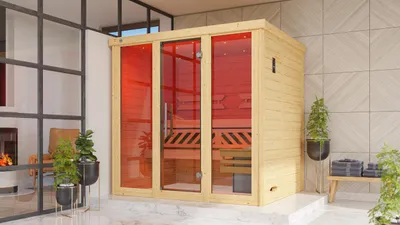 Produktbild von weka Design-Sauna KEMI PANORAMA 2 inkl. 7,5 kW OS-Ofenset x B x T x H  x 211 x 169 x 200