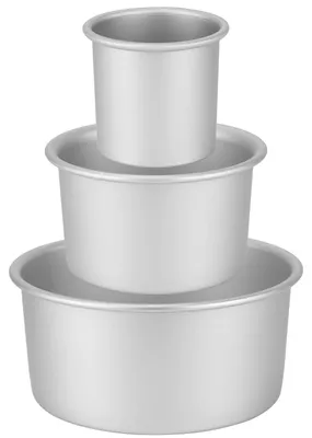 Imagen del producto de Juego de moldes para hornear de aluminio anodizado profesional - Extra altos, redondos, de 10/15/20 cm