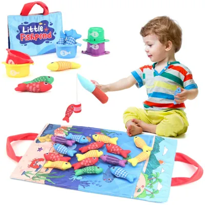 Produktbild von Angelspielzeug mit Klettverschluss – Sensorisches Montessori-Spiel mit 22 Teilen zum Farben- & Zählenlernen