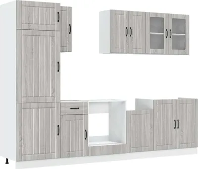 Produktbild von 8-tlg. Küchenschrank-Set Kalmar Grau Sonoma Holzwerkstoff