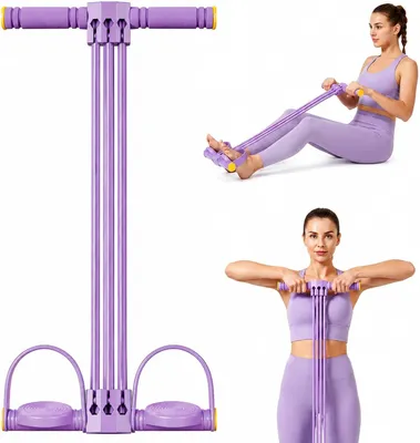 Produktbild von Widerstandsband mit 6 Röhren und Griffen, Pedal-Widerstandsgerät für Bauch, Taille und Arme, multifunktionelles Fitnessband