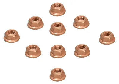Produktbild von 10 Kupfermutter Krümmer Bund M8 x 1,25 SW13 Cu-Muttern Auspuff Selbstsichernd