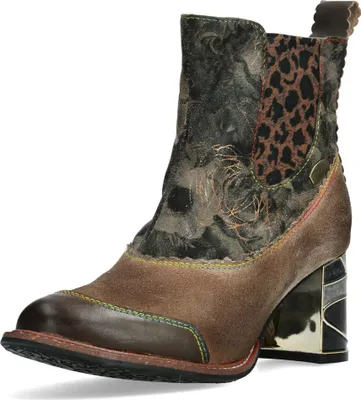 Produktbild von Laura Vita Damen Stiefelette Chelsea Boot mit Leopardenmuster Marbreo 09, Größe:40 EU, Farbe:Braun