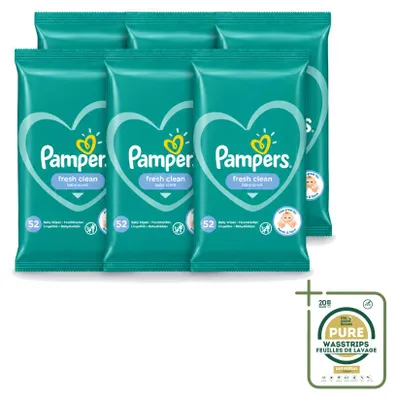 Image de 6 paquets de lingettes humides Pampers Fresh Clean - Pack économique - 6 paquets