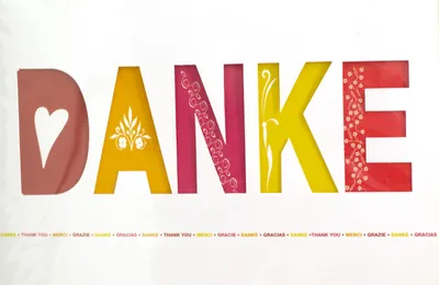 Produktbild von Dankeskarte mit Cut Out Buchstaben, mit Umschlag