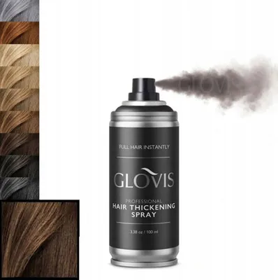 Produktbild von GLOVIS Thickener Streuhaar Schütthaar Haarfasern Haarverdichtungsspray 100 ml - MITTELBRAUN
