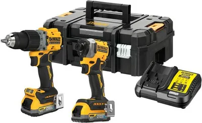 Produktbild von DeWalt DCK2050E2T-QW Akku-Kombopack 18V (Bohrschrauber DCD800+Schlagschrauber DCF850), inkl. 2x 18V/1,7Ah Akku