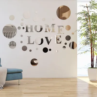 Productafbeelding van Spiegelstickers voor de muur - Zelfklevend - Wanddecoratie - 34 stuks - Rond