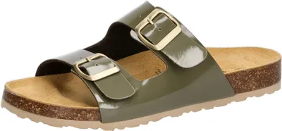 Produktbild von Pantolette Bioline Platino Olivegold mit verstellbaren Schnallen und Kork-Fußbett Größe 40