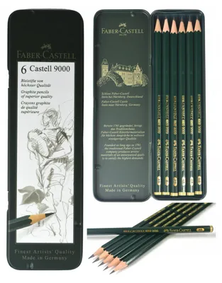 Produktbild von Faber-Castell 9000, Graphitstift, Grün, Holz, Schwarz, 6 Stück(e)