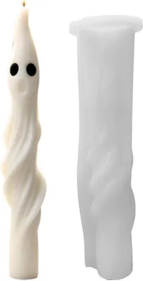 Productafbeelding van Kaarsmal Spook - 3D Mal Siliconen Mal - Decoratie Maken - Spiraalvormig Design - 21 cm - Wit