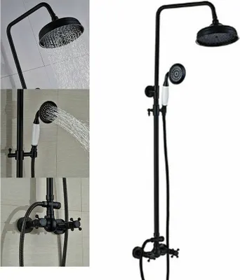 Zdjęcie produktu dla System prysznicowy Bateria prysznicowa Zestaw prysznicowy Deszczownica łazienkowa Prysznic antyczny retro czarny