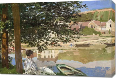 Immagine prodotto di Quadro 90x60 cm Sulla riva della Senna, Monet Vintage
