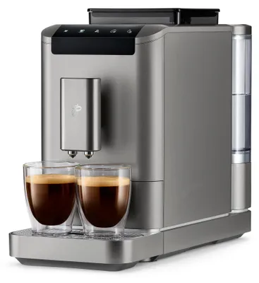 Image de Machine à café automatique Tchibo Esperto2 Caffè avec fonction 2 tasses pour caffè crema et espresso, couleur Titanum Silver