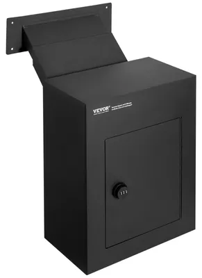 Immagine prodotto di Cassetta postale da parete VEVOR, robusta cassetta postale da incasso in acciaio per pareti con spessore da 70 a 200 mm, serratura a combinazione, cassetta postale da parete 330 x 178 x 430 mm, nera