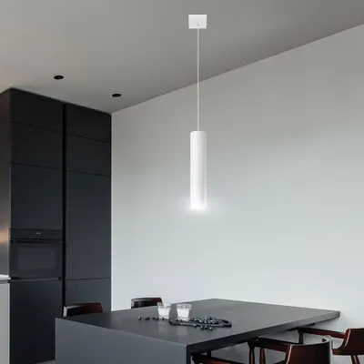 Produktbild von Pendelleuchte, Stahl, weiß, 1-Flammig, H 130 cm