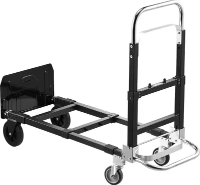 Immagine prodotto di Carrello manuale pieghevole 2 in 1, capacità di carico di 226,9 kg in modalità a 4 ruote, carrello manuale convertibile con ruote e maniglia regolabile, carrello portatile per traslochi domestici, ufficio, magazzino
