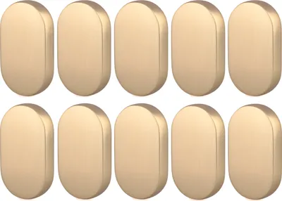 Produktbild von Natural Goods Berlin Möbelgriffe rund OVAL, 16mm Lochabstand, Schrankknöpfe passend für 15-22mm Türstärken, Griffe für Küchenschränke, Kommoden, Sideboard etc., Gold (gebürstet), 10 Stück