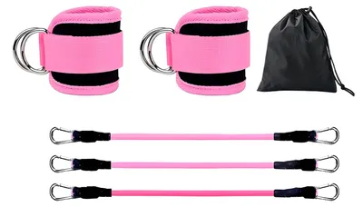 Produktbild von Fitness-Knöchelbandage mit 3 Widerstandsbändern für Gesäßmuskeltraining, Beintraining, Kickbacks, Hüftabduktoren, Ganzkörperübungen, Knöchel-Widerstandsbänder mit Manschetten D