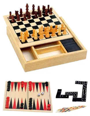 Image de Coffret de jeux en bois 4 en 1