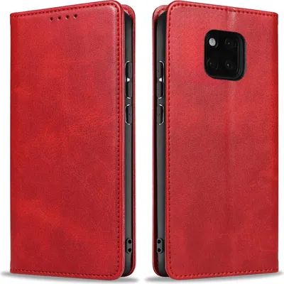 Produktbild von Handyhülle für Huawei Mate 20 Pro Kunstleder Flip Cover Hülle Handytasche Case Kartenfach Farbe: Rot