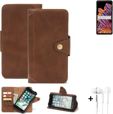 Produktbild von K-S-Trade Handyhülle Schutzhülle kompatibel mit Samsung Galaxy XCover Pro  Walletcase Bookstyle Schutz Case Hülle Wallet Flipcase Cover PolyurethanBraun