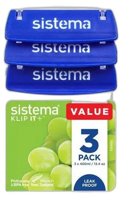 Obrázek produktu pro Sistema Krabička na potraviny Klip It Plus, 400 ml, 3 ks