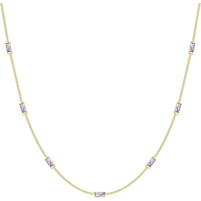 Productafbeelding van Halsketting voor dames, zilver 925, verguld met 14 karaat, met een hanger met geboortesteen, lengte 38+6 cm