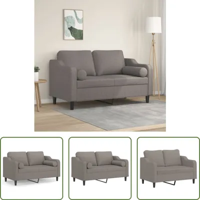 Imagen del producto de Sofá de dos plazas "The Living Store" con cojines decorativos, color taupe, 120 cm, tapizado en tela