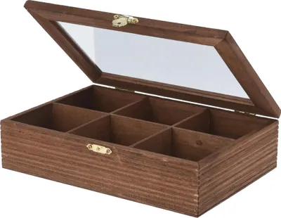 Produktbild von Bellatio Dekorationen Teedose - 6 Facher - braun - Holz - 24 cm