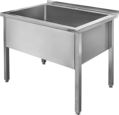Zdjęcie produktu dla Basen zlewozmywak zlew ze stali nierdzewnej jednokomorowy przyścienny spawany Mega-M 100x70x85 cm