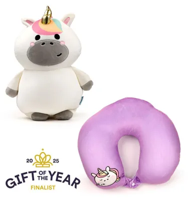 Immagine prodotto di Cuscino da viaggio e peluche Unicorno 2 in 1