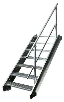 Produktbild von 7 Stufen Stahltreppe mit einseitigem Geländer
