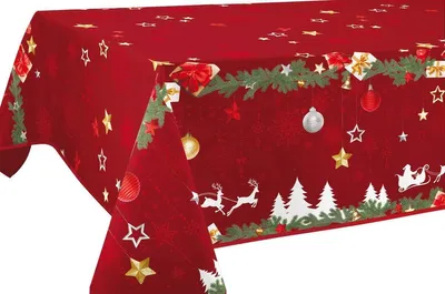 Produktbild von Fleckabweisende Tischdecke für Weihnachten in Rot - Rechteckig 150 x 240 cm
