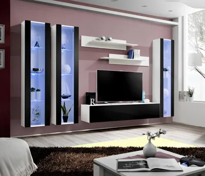 Produktbild von Moderne Wohnwand Wand Regale Wohnzimmer Hänge Vitrine Design Möbel