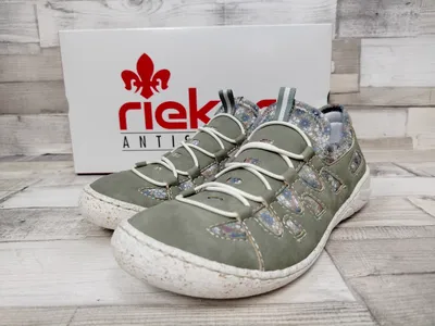 Produktbild von Rieker Damen Sneaker mit Ziersenkel grün mit Blumenmuster 42