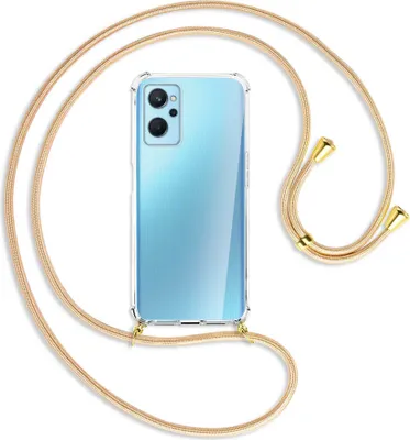 Produktbild von Handykette Backcover-Schutzhülle mit Band (Metall goldfarben) für Realme 9i - Goldkordel
