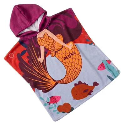 Produktbild von FEBE Badeponcho Kinder Mermaid Badetuch Mit Kapuze Bademantel für Kleinkind