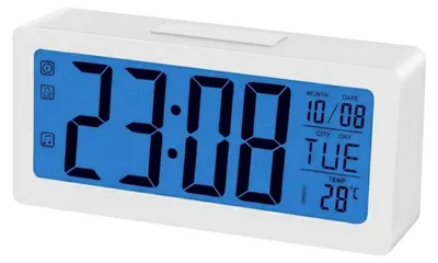 Productafbeelding van Max excell, digitale LED-wekker met groot display voor tijd en temperatuur, wit