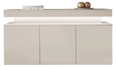 Produktbild von MIRJAN24 Kommode 3D 160 Glossa, Highboard mit drei Drehtüren, Sideboard mit LED-Beleuchtung (Farbe: Wüstensand)
