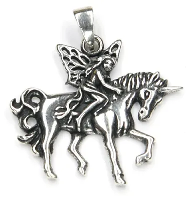 Produktbild von NKlaus Kettenanhänger Fee Elfe auf Einhorn, 925 Silber, 2,6cm