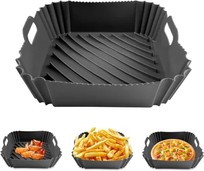 Image de Moule en silicone rectangulaire, réutilisable, résistant à la chaleur, 1 pièce, pour friteuse à air et four