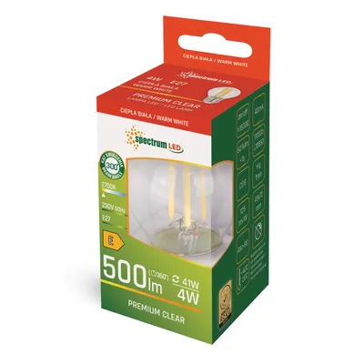 Zdjęcie produktu dla Żarówka LED o mocy 4W = 40W E27 przezroczysta 500lm ciepła biel 2700K