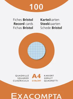 Image de Exacompta Étui de 100 fiches bristol 5x5 non perforé 210x297mm assort 13276E