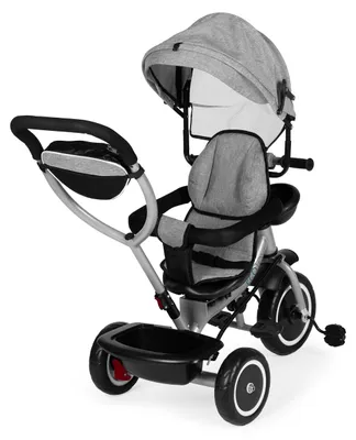 Zdjęcie produktu dla ECOTOYS WQL-066: Trójkołowiec dziecięcy, wózek z obrotowym siedziskiem 360°, 2 w 1, kolor szary