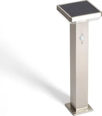 Produktbild von LED Bodenstehleuchte Außen Solar 5W 50cm Aluminium mit Bewegungssensor Barton Square Silber