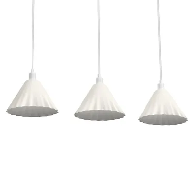 Productafbeelding van LEDVANCE witte, drievlammige decoratieve hanglamp "Pulp" van metaal en papier-maché, fitting E14, 838 mm lang, lampenkap van gerecycled materiaal, duurzaam dankzij de verwisselbare lichtbron, eenvoudige installatie